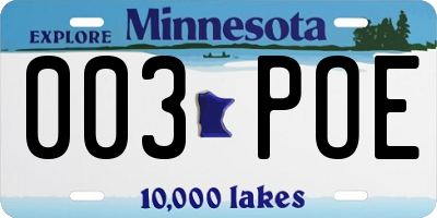 MN license plate 003POE