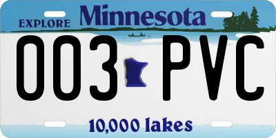 MN license plate 003PVC