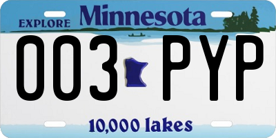 MN license plate 003PYP
