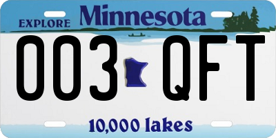MN license plate 003QFT