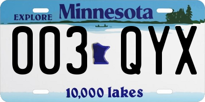 MN license plate 003QYX
