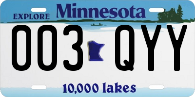 MN license plate 003QYY