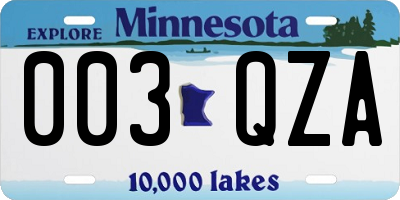MN license plate 003QZA