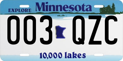 MN license plate 003QZC