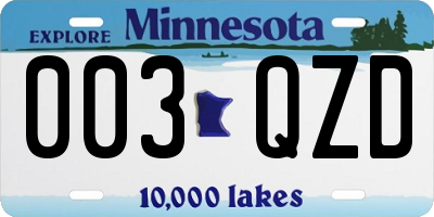 MN license plate 003QZD
