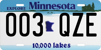 MN license plate 003QZE