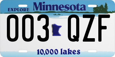 MN license plate 003QZF