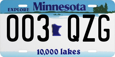 MN license plate 003QZG