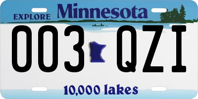 MN license plate 003QZI