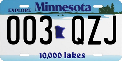 MN license plate 003QZJ
