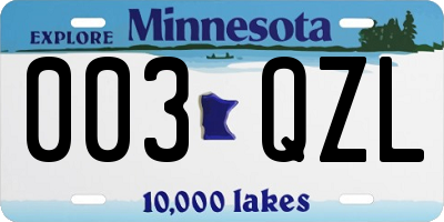 MN license plate 003QZL