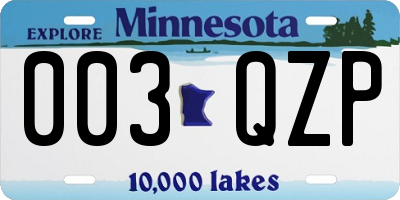 MN license plate 003QZP