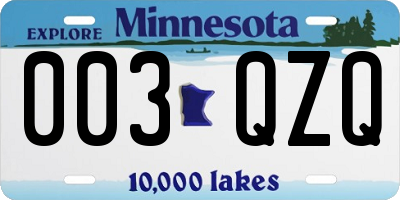 MN license plate 003QZQ