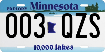 MN license plate 003QZS