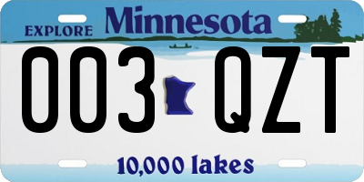 MN license plate 003QZT