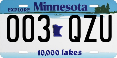 MN license plate 003QZU