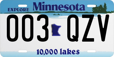 MN license plate 003QZV