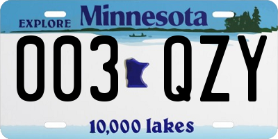 MN license plate 003QZY