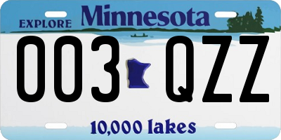 MN license plate 003QZZ