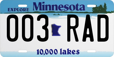MN license plate 003RAD