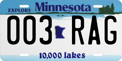 MN license plate 003RAG