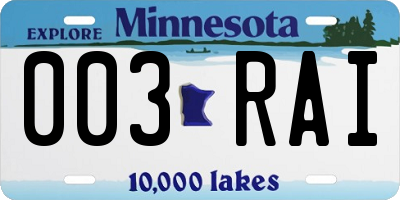 MN license plate 003RAI