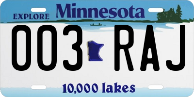 MN license plate 003RAJ