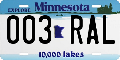 MN license plate 003RAL