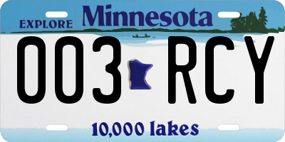 MN license plate 003RCY