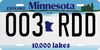 MN license plate 003RDD