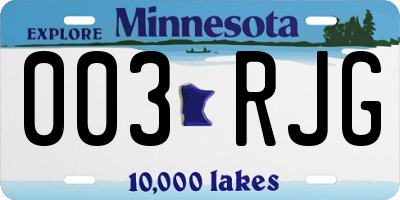 MN license plate 003RJG