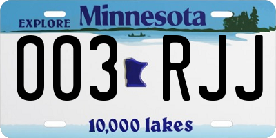 MN license plate 003RJJ