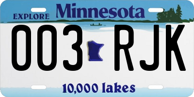 MN license plate 003RJK