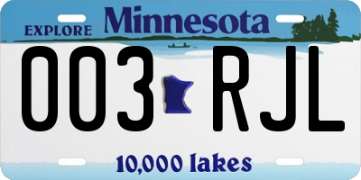 MN license plate 003RJL