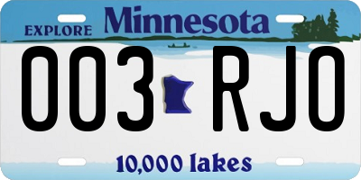 MN license plate 003RJO