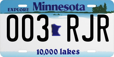 MN license plate 003RJR