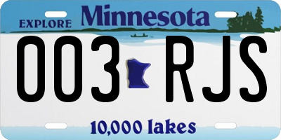 MN license plate 003RJS
