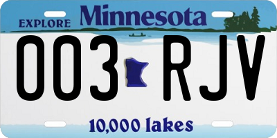 MN license plate 003RJV