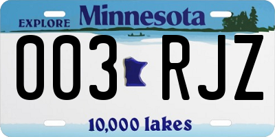 MN license plate 003RJZ