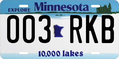 MN license plate 003RKB