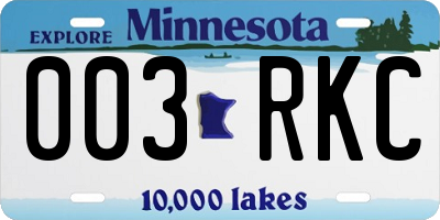 MN license plate 003RKC