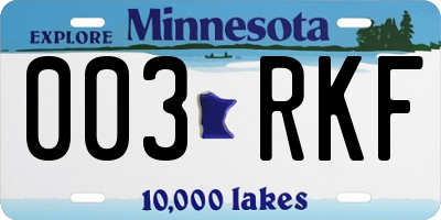 MN license plate 003RKF