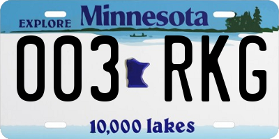 MN license plate 003RKG