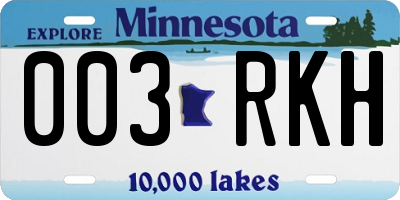 MN license plate 003RKH
