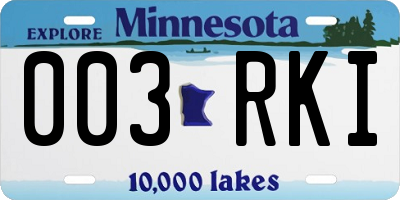 MN license plate 003RKI