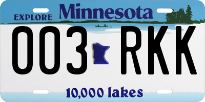 MN license plate 003RKK