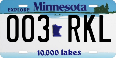 MN license plate 003RKL