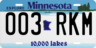 MN license plate 003RKM