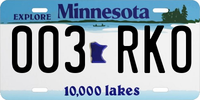 MN license plate 003RKO