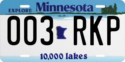 MN license plate 003RKP
